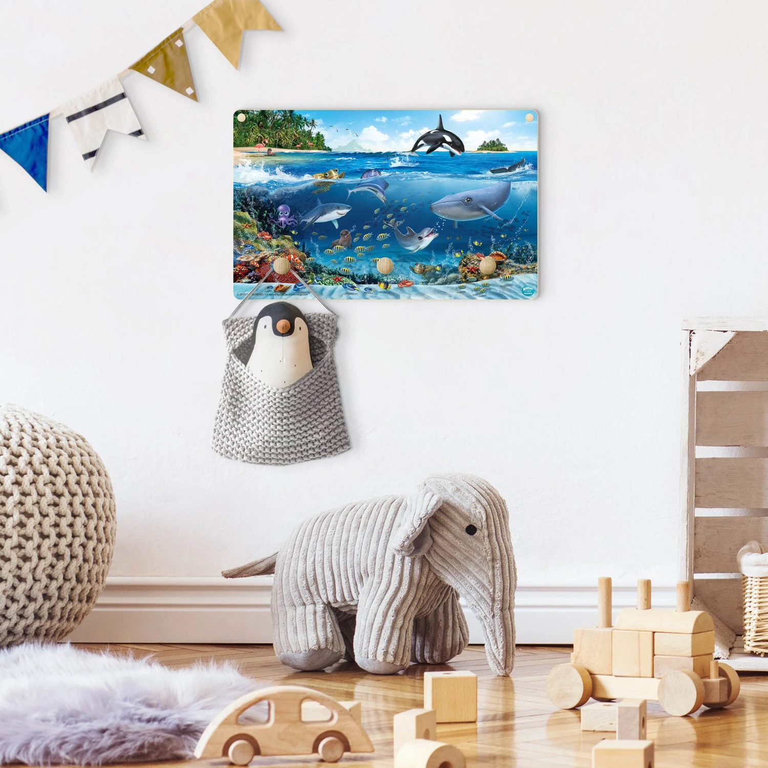 Kindergarderobe Holz - Animal Club Int. - Unterwassertiere In Blau 3 Kindergarderobe Holz - Animal Club Int. - Unterwassertiere In Blau – Bild 3