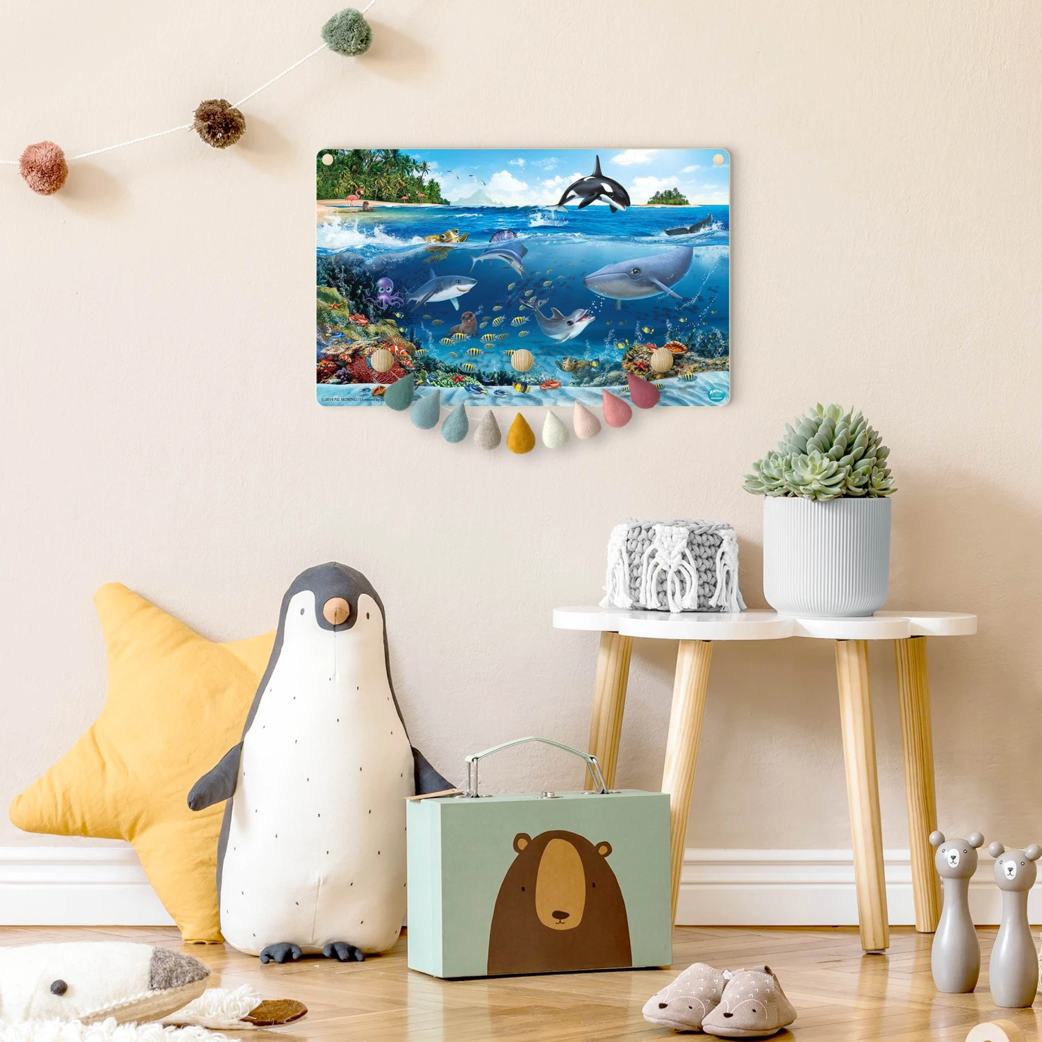 Kindergarderobe Holz - Animal Club Int. - Unterwassertiere In Blau 4 Kindergarderobe Holz - Animal Club Int. - Unterwassertiere In Blau – Bild 4