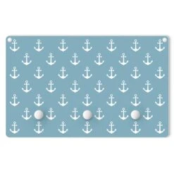 Kindergarderobe Holz - Anker Graublau Weiß In Blau