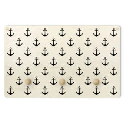 Kindergarderobe Holz - Anker Muster Schwarz In Schwarz