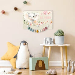 Kindergarderobe Holz - Aquarell Elefant - Be Kind In Pastell -Limango wallart kindergarderobe holz aquarell elefant be kind in pastell 2