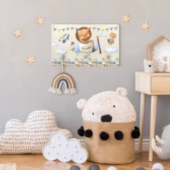 Kindergarderobe Holz - Aquarell Tierpilot Löwe In Bunt -Limango wallart kindergarderobe holz aquarell tierpilot lowe in bunt 2