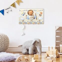 Kindergarderobe Holz - Aquarell Tierpilot Löwe In Bunt -Limango wallart kindergarderobe holz aquarell tierpilot lowe in bunt 3