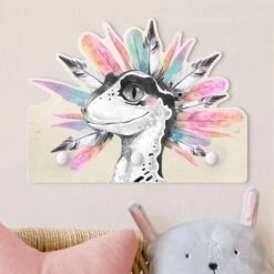 Limango 7 Limango -Limango wallart kindergarderobe holz baby velociraptor mit federkrone in rosa 1