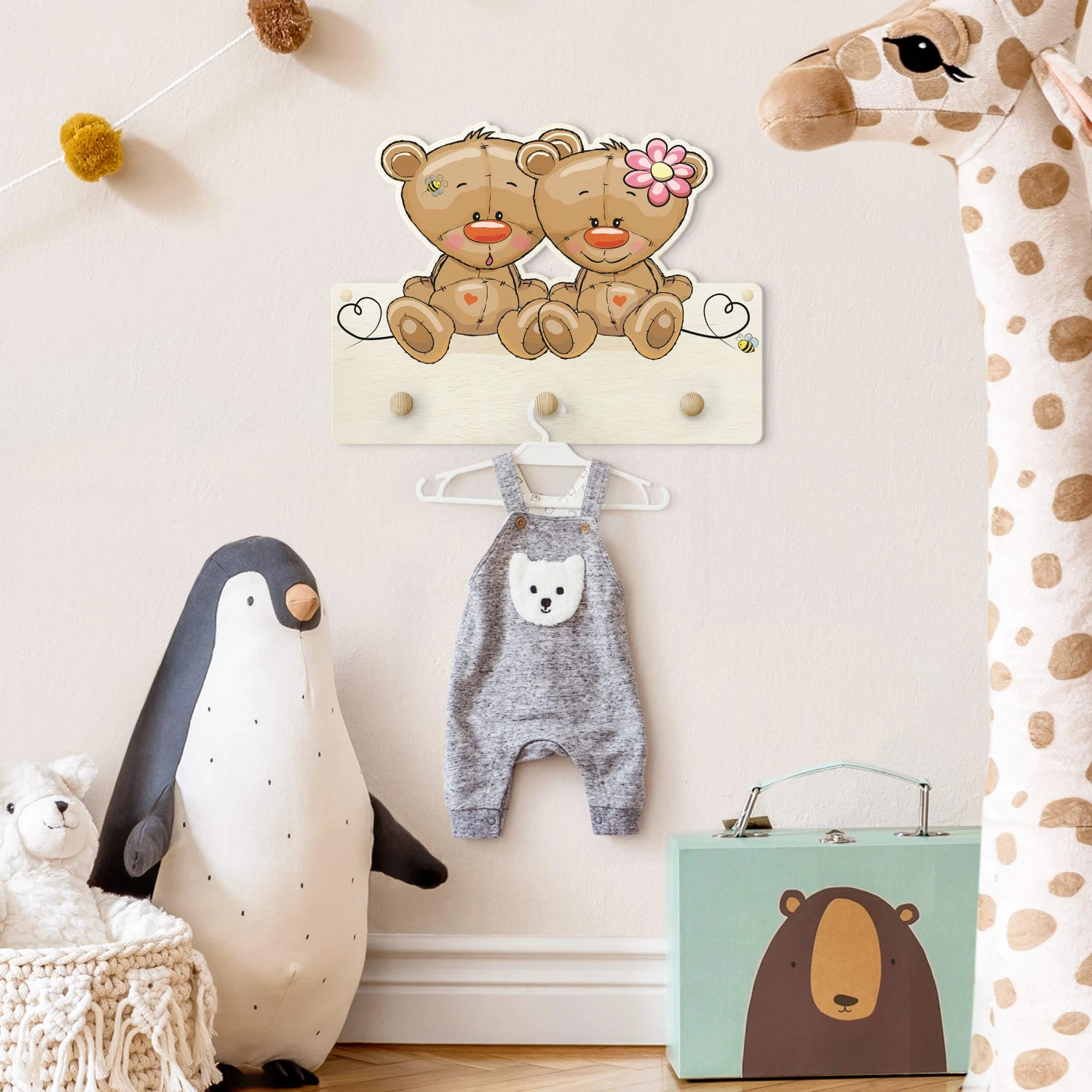 Kindergarderobe Holz - Bären Liebe In Braun 4 Kindergarderobe Holz - Bären Liebe In Braun – Bild 4