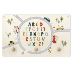 Kindergarderobe Holz - Buntes Alphabet Im Kreisverkehr In Bunt