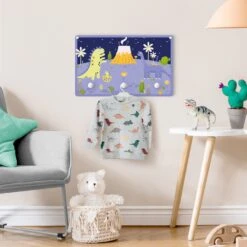 Kindergarderobe Holz - Dinosaurier - Der Vulkanausbruch In Violett -Limango wallart kindergarderobe holz dinosaurier der vulkanausbruch in violett 2