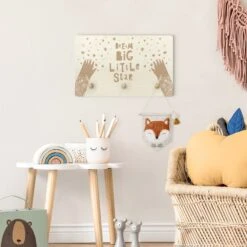 Kindergarderobe Holz - Dream Big Little Star Mit Blumen Natur In Creme-Beige -Limango wallart kindergarderobe holz dream big little star mit blumen natur in creme beige 2