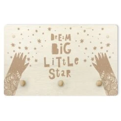 Kindergarderobe Holz - Dream Big Little Star Mit Blumen Natur In Creme-Beige