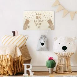 Kindergarderobe Holz - Dream Big Little Star Mit Blumen Natur In Creme-Beige -Limango wallart kindergarderobe holz dream big little star mit blumen natur in creme beige 3