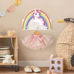 Kindergarderobe Holz - Einhorn Regenbogen In Pastell -Limango wallart kindergarderobe holz einhorn regenbogen in pastell 3