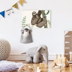 Kindergarderobe Holz - Faultier Sprüche - Easy In Creme-Beige -Limango wallart kindergarderobe holz faultier spruche easy in creme beige 2