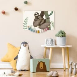 Kindergarderobe Holz - Faultier Sprüche - Easy In Creme-Beige -Limango wallart kindergarderobe holz faultier spruche easy in creme beige 3