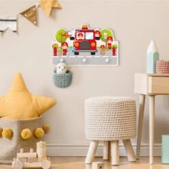 Kindergarderobe Holz - Feuerwehr Im Einsatz In Rot -Limango wallart kindergarderobe holz feuerwehr im einsatz in rot 2
