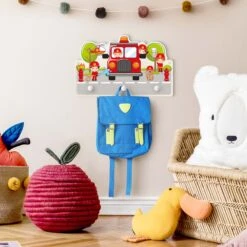 Kindergarderobe Holz - Feuerwehr Im Einsatz In Rot -Limango wallart kindergarderobe holz feuerwehr im einsatz in rot 3