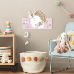 Kindergarderobe Holz - Florales Einhorn Rosa In Rosa -Limango wallart kindergarderobe holz florales einhorn rosa in rosa 2