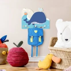 Kindergarderobe Holz - Freundlicher Wal Im Meer In Blau -Limango wallart kindergarderobe holz freundlicher wal im meer in blau 3