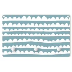 Kindergarderobe Holz - Gezeichnete Weiße Wolken Auf Taubenblau In Rosa