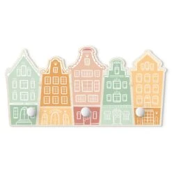 Kindergarderobe Holz - Häuser Siedlung In Pastell