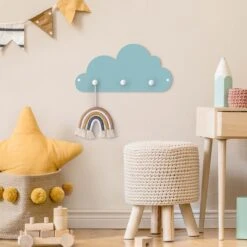 Kindergarderobe Holz - Kleines Blaues Wölkchen In Blau 10 Kindergarderobe Holz - Kleines Blaues Wölkchen In Blau -Limango wallart kindergarderobe holz kleines blaues wolkchen in blau 2