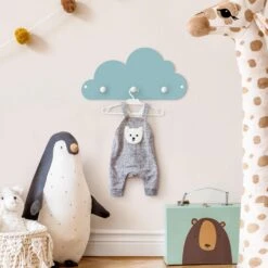 Kindergarderobe Holz - Kleines Blaues Wölkchen In Blau 11 Kindergarderobe Holz - Kleines Blaues Wölkchen In Blau -Limango wallart kindergarderobe holz kleines blaues wolkchen in blau 3