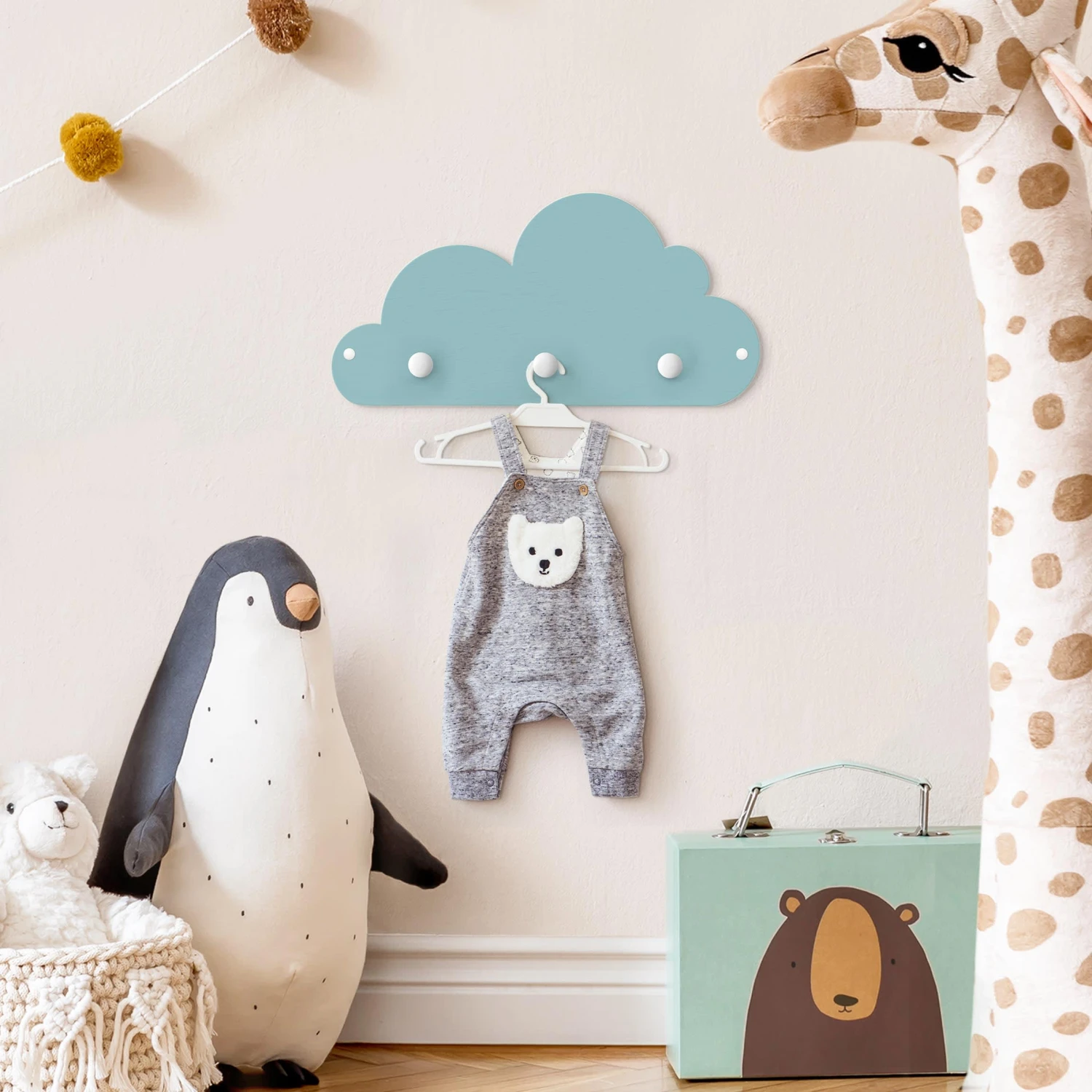 Kindergarderobe Holz - Kleines Blaues Wölkchen In Blau 4 Kindergarderobe Holz - Kleines Blaues Wölkchen In Blau – Bild 4