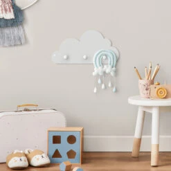 Kindergarderobe Holz - Kleines Graues Wölkchen In Grau -Limango wallart kindergarderobe holz kleines graues wolkchen in grau 2