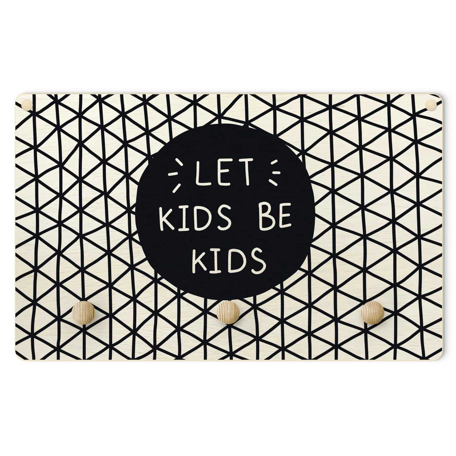 Kindergarderobe Holz - Let Kids Be Kids Mit Gitter Schwarz In Schwarz-Weiß 1 Kindergarderobe Holz - Let Kids Be Kids Mit Gitter Schwarz In Schwarz-Weiß