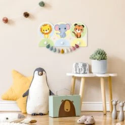 Kindergarderobe Holz - Löwe Elefant Tiger In Pastell -Limango wallart kindergarderobe holz lowe elefant tiger in pastell 2