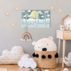 Kindergarderobe Holz - Mond Mit Bäumen Und Häusern In Blau 11 Kindergarderobe Holz - Mond Mit Bäumen Und Häusern In Blau -Limango wallart kindergarderobe holz mond mit baumen und hausern in blau 3