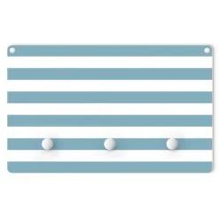 Kindergarderobe Holz - Querstreifen Blau Weiß In Blau
