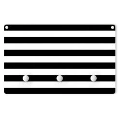 Kindergarderobe Holz - Querstreifen Schwarz Weiß In Schwarz-Weiß