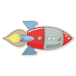 Kindergarderobe Holz - Rakete Rot Blau In Bunt