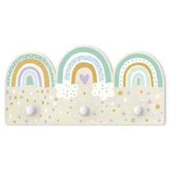 Kindergarderobe Holz - Regenbögen Pastell Mix In Pastell