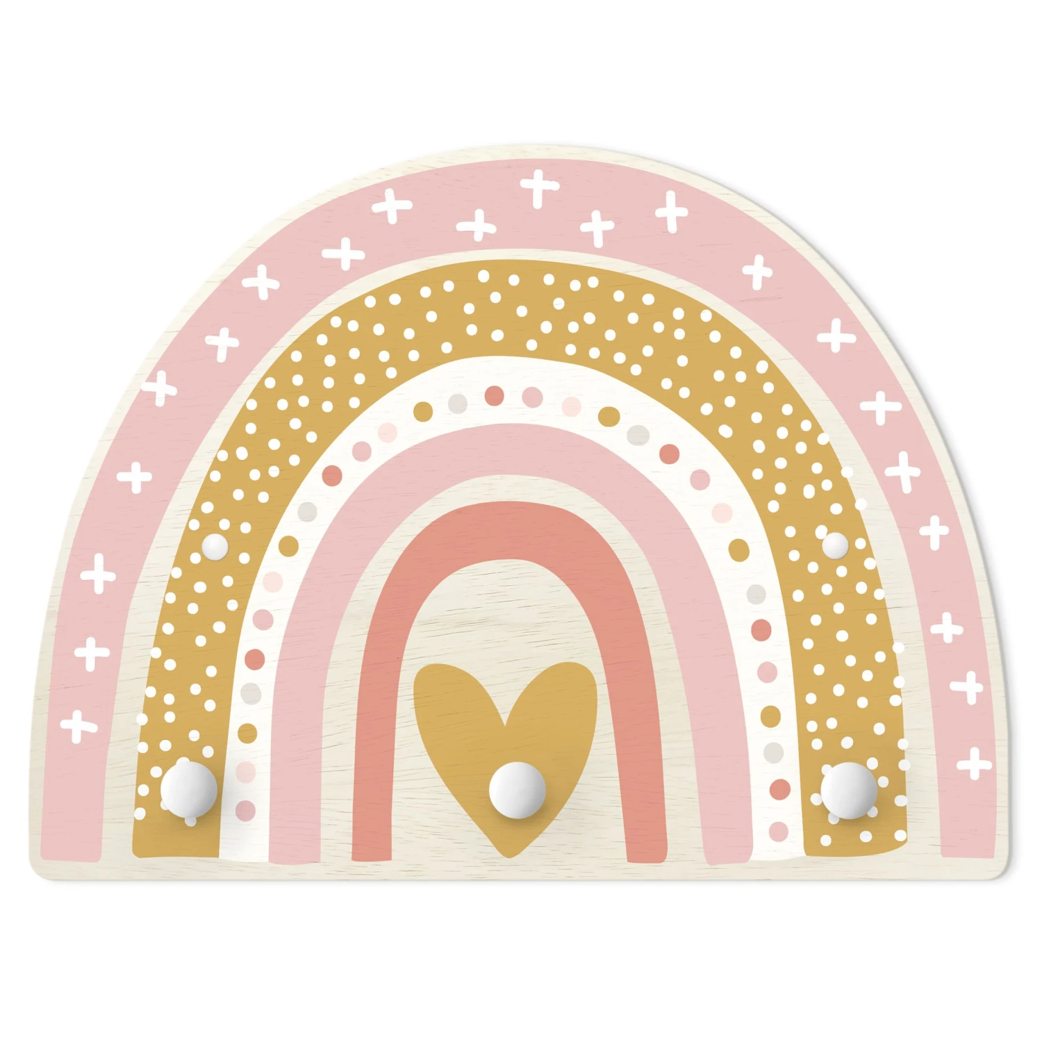 Kindergarderobe Holz - Regenbogen Punkte Herz Rosa In Rosa 1 Kindergarderobe Holz - Regenbogen Punkte Herz Rosa In Rosa