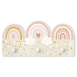 Kindergarderobe Holz - Regenbögen Rosa Mix In Rosa
