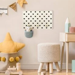 Kindergarderobe Holz - Schwarze Herzen Muster In Schwarz -Limango wallart kindergarderobe holz schwarze herzen muster in schwarz 2