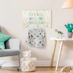 Kindergarderobe Holz - Sei Frech, Wild Und Wunderbar In Türkis -Limango wallart kindergarderobe holz sei frech wild und wunderbar in turkis 2