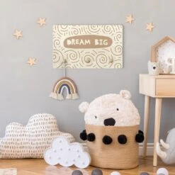 Kindergarderobe Holz - Spruch Dream Big Mit Wirbel Natur In Creme-Beige -Limango wallart kindergarderobe holz spruch dream big mit wirbel natur in creme beige 3