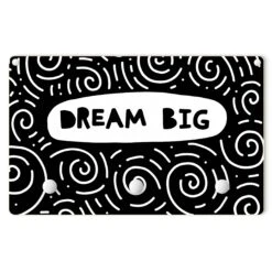 Kindergarderobe Holz - Spruch Dream Big Mit Wirbel Schwarz Weiß In Schwarz