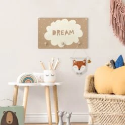 Kindergarderobe Holz - Spruch Dream Mit Wolke Natur In Creme-Beige -Limango wallart kindergarderobe holz spruch dream mit wolke natur in creme beige 3
