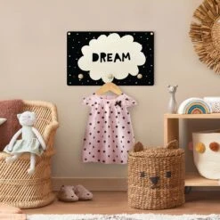 Kindergarderobe Holz - Spruch Dream Mit Wolke Schwarz In Schwarz -Limango wallart kindergarderobe holz spruch dream mit wolke schwarz in schwarz 2