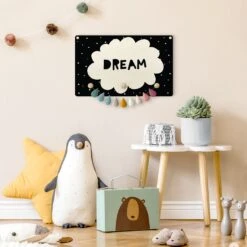 Kindergarderobe Holz - Spruch Dream Mit Wolke Schwarz In Schwarz -Limango wallart kindergarderobe holz spruch dream mit wolke schwarz in schwarz 3