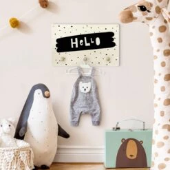 Kindergarderobe Holz - Spruch Hello Auf Pinselstrich Schwarz In Schwarz -Limango wallart kindergarderobe holz spruch hello auf pinselstrich schwarz in schwarz 3