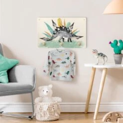 Kindergarderobe Holz - Stegosaurus Mit Federkrone In Bunt -Limango wallart kindergarderobe holz stegosaurus mit federkrone in bunt 2