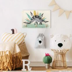 Kindergarderobe Holz - Stegosaurus Mit Federkrone In Bunt -Limango wallart kindergarderobe holz stegosaurus mit federkrone in bunt 3