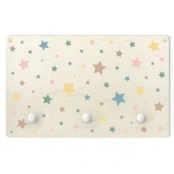 Kindergarderobe Holz - Sterne In Kunterbunt In Bunt