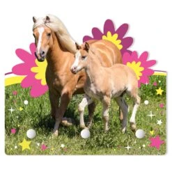 Kindergarderobe Holz - Stute Und Fohlen Im Galopp In Bunt