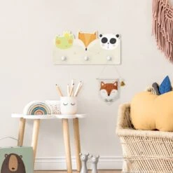 Kindergarderobe Holz - Süßer Zoo - Frosch Fuchs Und Panda In Grün -Limango wallart kindergarderobe holz susser zoo frosch fuchs und panda in grun 2