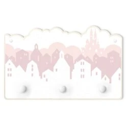 Kindergarderobe Holz - Wolkenschloss In Rosa In Weiß